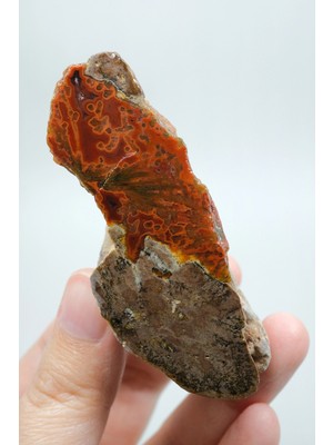 Healcrystal Koyu Kırmızı, Kiremit Rengi, Ateş Sarısı ve Toprak Kahverengisi Tonlarında Almus Akik Dilim, 83G