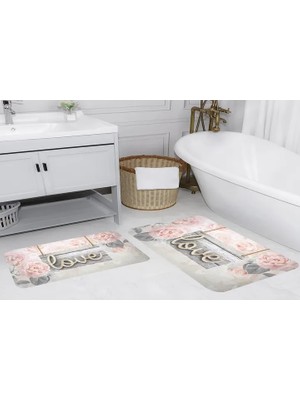 Vivense Dijital Baskı, Kaymaz Taban Ikili Banyo Paspası 100X60 + 60X50 cm  RVG5056