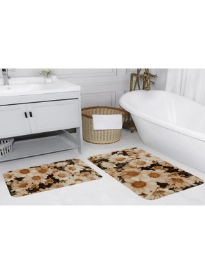 Vivense Dijital Baskı, Kaymaz Taban Ikili Banyo Paspası 100X60 + 60X50 cm  RVG5079