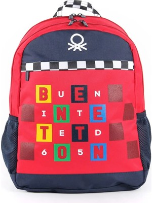 United Colors Of Benetton Kırmızı-Lacivert Okul Çantası Üç Bölmeli