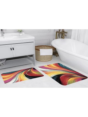 Vivense Dijital Baskı, Kaymaz Taban Ikili Banyo Paspası 100X60 + 60X50 cm  RVG5085
