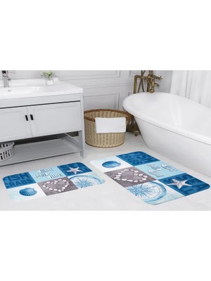 Vivense Dijital Baskı, Kaymaz Taban Ikili Banyo Paspası 100X60 + 60X50 cm  RVG5059