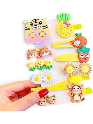Sheker Home Kız Çocuk & Bebek Sarı Pens/çıtçıt Toka Seti 14 Adet – Saç Aksesuarı