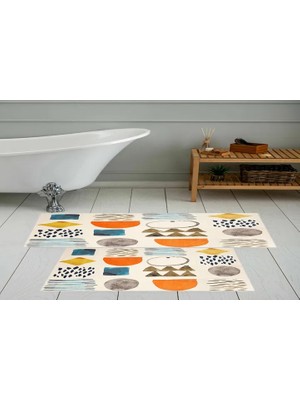 Vivense Dijital Baskı, Kaymaz Taban Ikili Banyo Paspası 100X60 + 60X50 cm  RVG5-0588