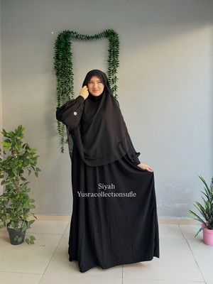 Yüsra Collection Papatya Nakışlı Liza Elbise ve Gölgeli Sufle 2”li Takım
