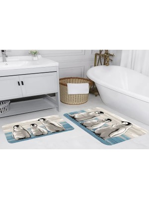 Vivense Dijital Baskı, Kaymaz Taban Ikili Banyo Paspası 100X60 + 60X50 cm  RVG5090