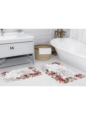 Vivense Dijital Baskı, Kaymaz Taban Ikili Banyo Paspası 100X60 + 60X50 cm  RVG5068