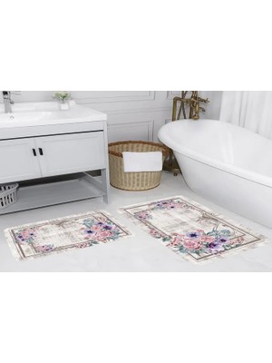 Vivense Dijital Baskı, Kaymaz Taban Ikili Banyo Paspası 100X60 + 60X50 cm  RVG5066