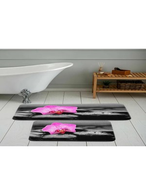 Vivense Dijital Baskı, Kaymaz Taban Ikili Banyo Paspası 100X60 + 60X50 cm  RVG5055