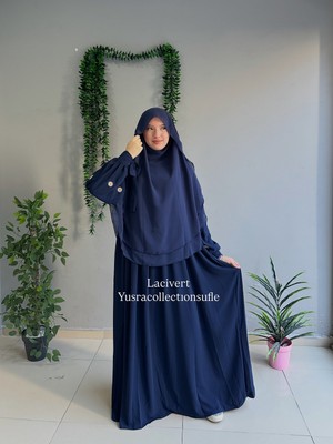 Yüsra Collection Papatya Nakışlı Liza Elbise ve Gölgeli Sufle 2”li Takım