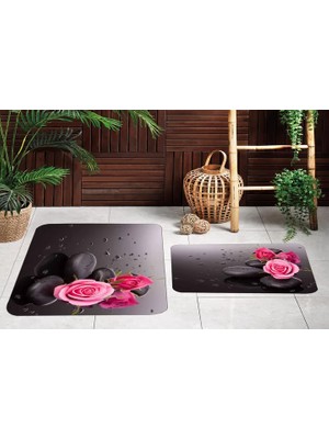 Vivense Dijital Baskı, Kaymaz Taban Ikili Banyo Paspası 100X60 + 60X50 cm  RVG5072