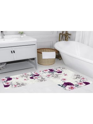 Vivense Dijital Baskı, Kaymaz Taban Ikili Banyo Paspası 100X60 + 60X50 cm  RVG5075