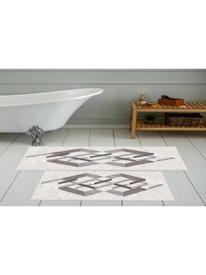 Vivense Dijital Baskı, Kaymaz Taban Ikili Banyo Paspası 100X60 + 60X50 cm  RVG5-0729
