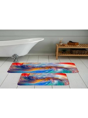 Vivense Dijital Baskı, Kaymaz Taban Ikili Banyo Paspası 100X60 + 60X50 cm  RVG5076