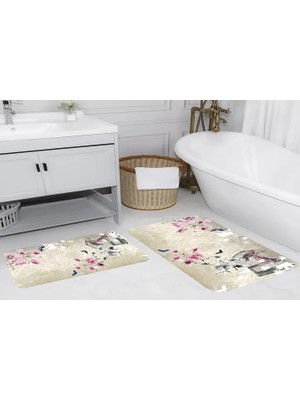 Vivense Dijital Baskı, Kaymaz Taban Ikili Banyo Paspası 100X60 + 60X50 cm  RVG5067