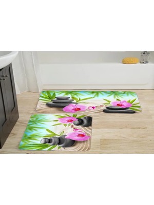 Vivense Dijital Baskı, Kaymaz Taban Ikili Banyo Paspası 100X60 + 60X50 cm  RVG5039