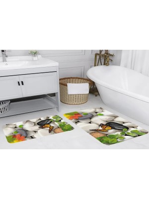 Vivense Dijital Baskı, Kaymaz Taban Ikili Banyo Paspası 100X60 + 60X50 cm  RVG5034