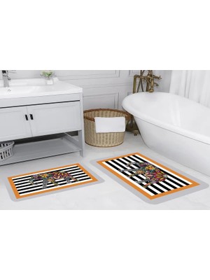 Vivense Dijital Baskı, Kaymaz Taban Ikili Banyo Paspası 100X60 + 60X50 cm  RVG5142