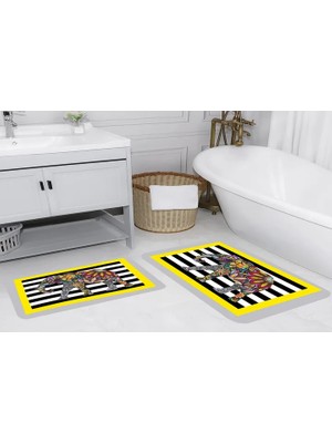 Vivense Dijital Baskı, Kaymaz Taban Ikili Banyo Paspası 100X60 + 60X50 cm  RVG5143