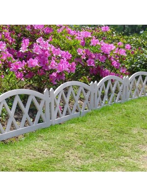 Dekozum Bahçeart Bahçe Çiti Plastik Dekoratif Bahçe Dekorasyon Çiti Bahçe Düzenleme Panel Çit Beyaz 1 Adet 60 cm