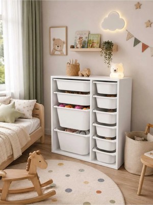 Dekozum Kids 10 Sepetli Dolap Çok Amaçlı Dolap Oyuncak Dolabı Kiler Dolabı Organizer Box