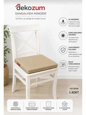 Dekozum Comfort Plus Sandalye Koltuk Minderi 40X40 Bağcıklı Fermuarlı Yıkanabilir Balkon Bahçe Minderi 1 Adet