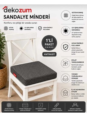 Dekozum Comfort Plus Sandalye Koltuk Minderi 40X40 Bağcıklı Fermuarlı Yıkanabilir Balkon Bahçe Minderi 1 Adet