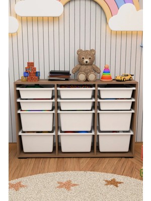 Dekozum Kids 12 Xxlarge Sepetli Oyuncak Dolabı Oyuncak Organizer Çok Amaçlı Dolap