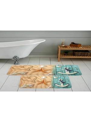 Vivense Dijital Baskı, Kaymaz Taban Ikili Banyo Paspası 100X60 + 60X50 cm  RVG5045