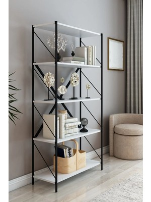Dekozum Stone Metal Kitaplık Ofis Kitaplık Çok Amaçlı Dekoratif Raf Stand 150 cm