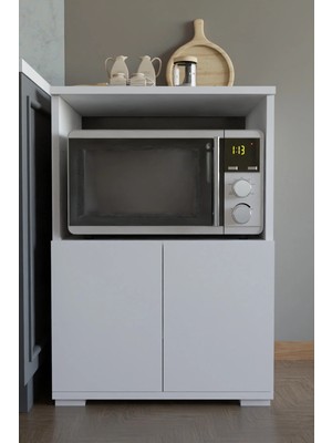 Dekozum Microchef Mikro Dalga Fırın Dolabı Çok Amaçlı Mutfak Dolabı Set Altı Dolap Beyaz-Beyaz