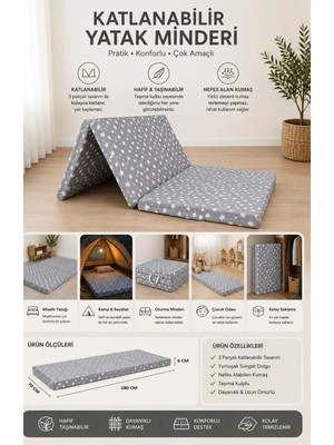 Dekozum Flexisleep Süngerli Katlanır Yatak, Yer Yatağı, Misafir Yatağı, Kamp Yatağı, Sünger Yatak 180X70 cm