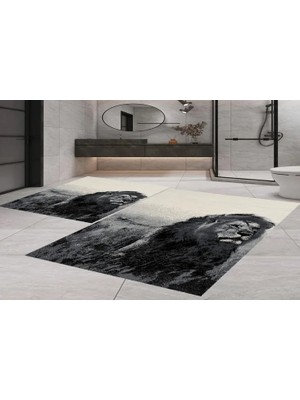 Vivense Dijital Baskı, Kaymaz Taban Ikili Banyo Paspası 100X60 + 60X50 cm  RVG5-1444