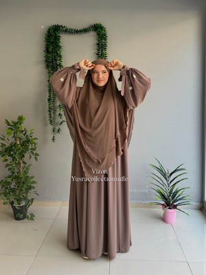 Yüsra Collection Papatya Nakışlı Liza Elbise ve Uzun Sufle 2”li Takım