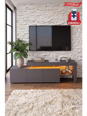 Dekozum Luma Tech LED Işıklı Tv Ünitesi 160 cm - Modern Tv Sehpası