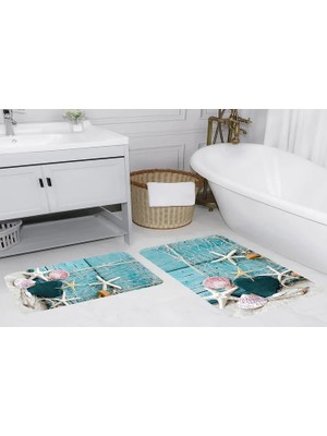 Vivense Dijital Baskı, Kaymaz Taban Ikili Banyo Paspası 100X60 + 60X50 cm  RVG5031
