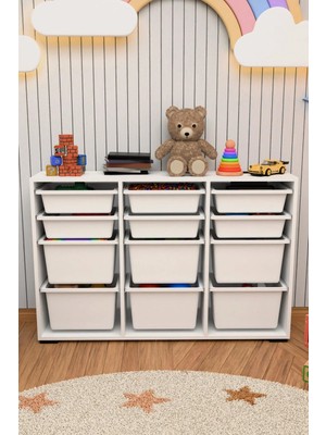 Dekozum Kids 12 Xxlarge Sepetli Oyuncak Dolabı Oyuncak Organizer Çok Amaçlı Dolap