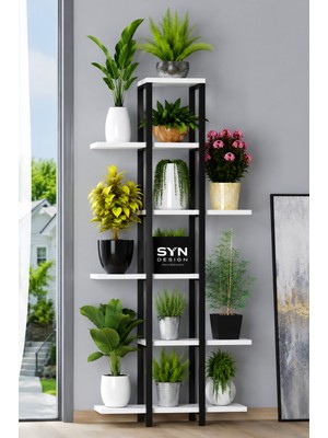 Empressco Syn Design 6 Katlı Çiçeklik Metal Ayaklı Saksılık Bitki Standı Dekoratif Raf 150CM