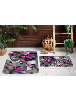 Vivense Dijital Baskı, Kaymaz Taban Ikili Banyo Paspası 100X60 + 60X50 cm  RVG5036
