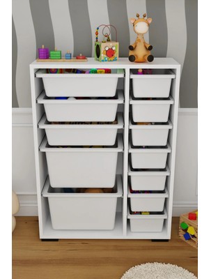 Dekozum Kids 12 Sepetli Dolap Çok Amaçlı Dolap Oyuncak Dolabı Kiler Dolabı Organizer Box