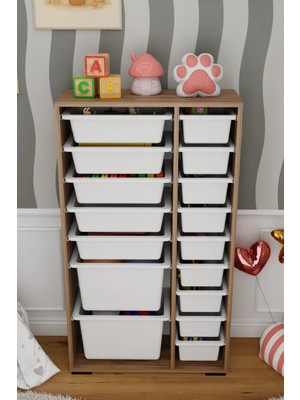 Dekozum Kids 16 Sepetli Dolap Çok Amaçlı Dolap Oyuncak Dolabı Kiler Dolabı Organizer Box