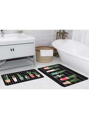 Vivense Dijital Baskı, Kaymaz Taban Ikili Banyo Paspası 100X60 + 60X50 cm  RVG5145