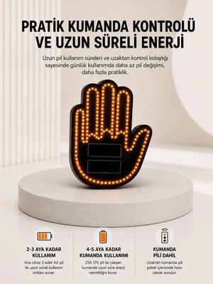 Alkasaz Pilli LED Işık Araç Camı Için Uzaktan Kumandalı El Simgesi