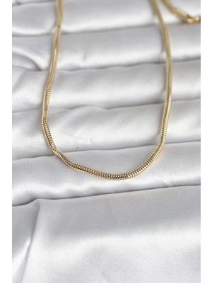 Alkasaz cm 14K Gold Renk Yılan Zincir Model 60 cm Kadın Kolye