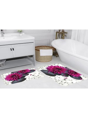 Vivense Dijital Baskı, Kaymaz Taban Ikili Banyo Paspası 100X60 + 60X50 cm  RVG5035