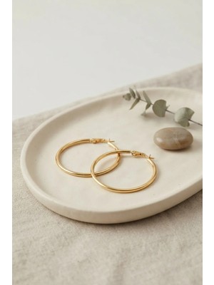 Alkasaz 316L Çelik Gold Renk 36 mm Halka Küpe