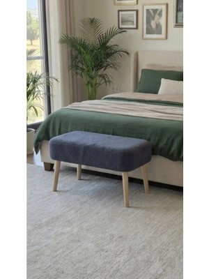 Dekozum Pufly Peluş Çok Amaçlı Dekoratif Puf Koltuk Dekoratif Puf 35X60 cm Antrasit Puf