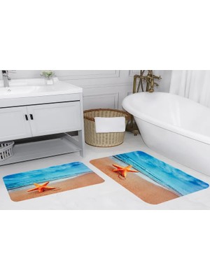 Vivense Dijital Baskı, Kaymaz Taban Ikili Banyo Paspası 100X60 + 60X50 cm  RVG5025