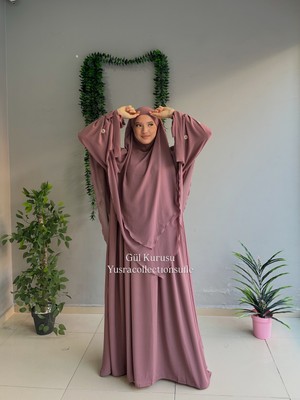 Yüsra Collection Papatya Nakışlı Liza Elbise ve Uzun Sufle 2”li Takım