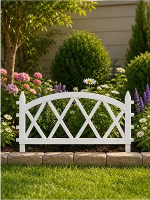 Dekozum Greenflex Plastik Bahçe Çiti Bahçe Dekorasyon Çiti Panel Çit Çiçek Koruma Çiti Beyaz 1 Adet 60 cm